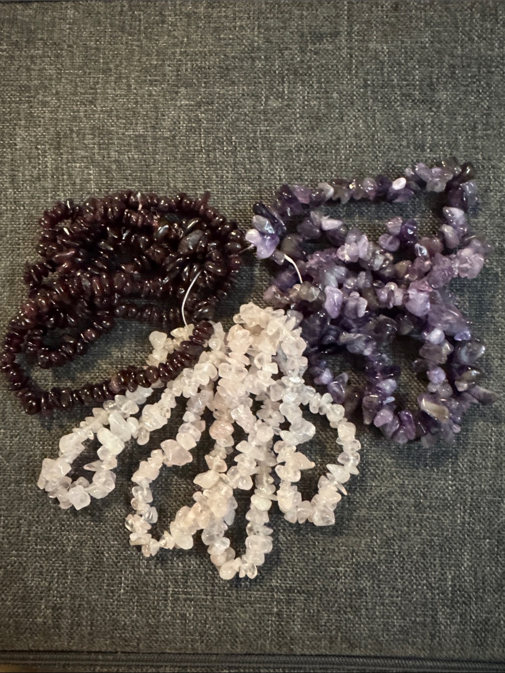 Garnet, Amethyst and Rose Quartz Chip Bracelet Set - Women Jewelry